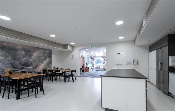 Kitchen with two dining tables