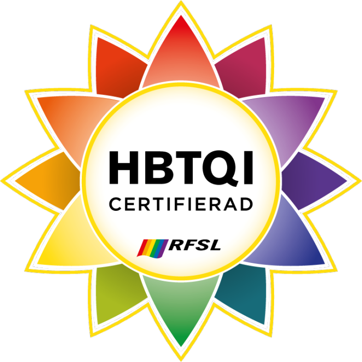 Symbol för HBTQI-certifierad av RFSL.
